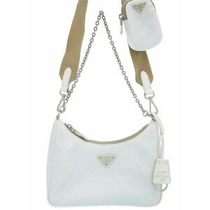 Prada ReEdition 2005 ReNylon Chain Bag White